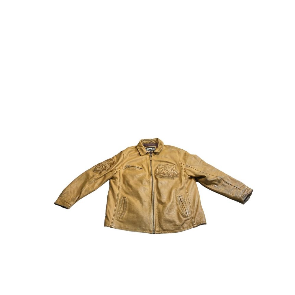 Vintage Schott Leather Jacket New York City Big Logo Coat